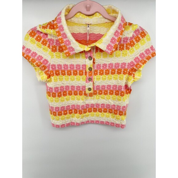 Free People Tops - Free People floral babe town polo tee S